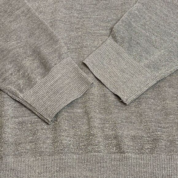 Loft crew neck metallic silver lightweight wool blend sweater size L - Picture 13 of 15